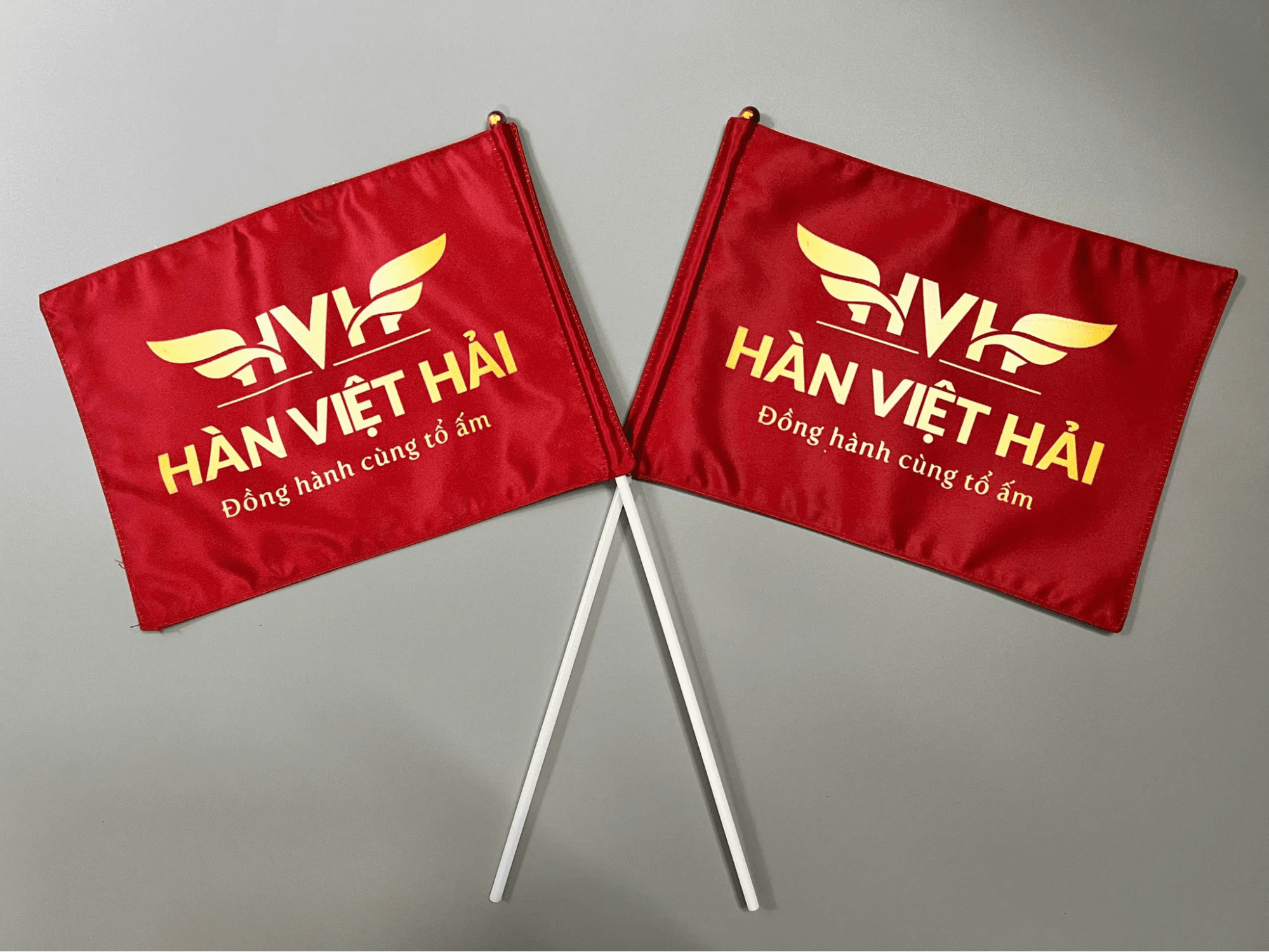 in cờ cầm tay